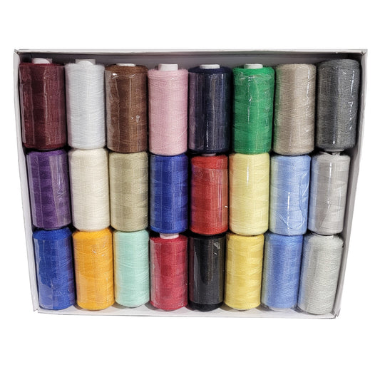 Sewing Thread 24 Pack Kit - Cotton Look Thread 50/2